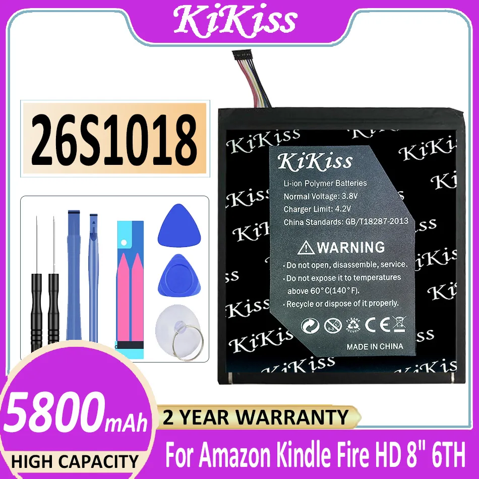 

Original KiKiss Powerful Battery 26S1018 5800mAh For Amazon Kindle Fire HD 8" 6TH GEN PR53DC MC-28A8B8 Bateria