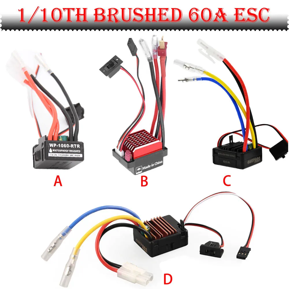 

60A Brushed ESC 540 550 Electric Speed Controller for 1/10 RC Car Traxxas TRX4 Trx6 D90 HSP Redcat 4WD Tamiya Axial SCX10 HPI