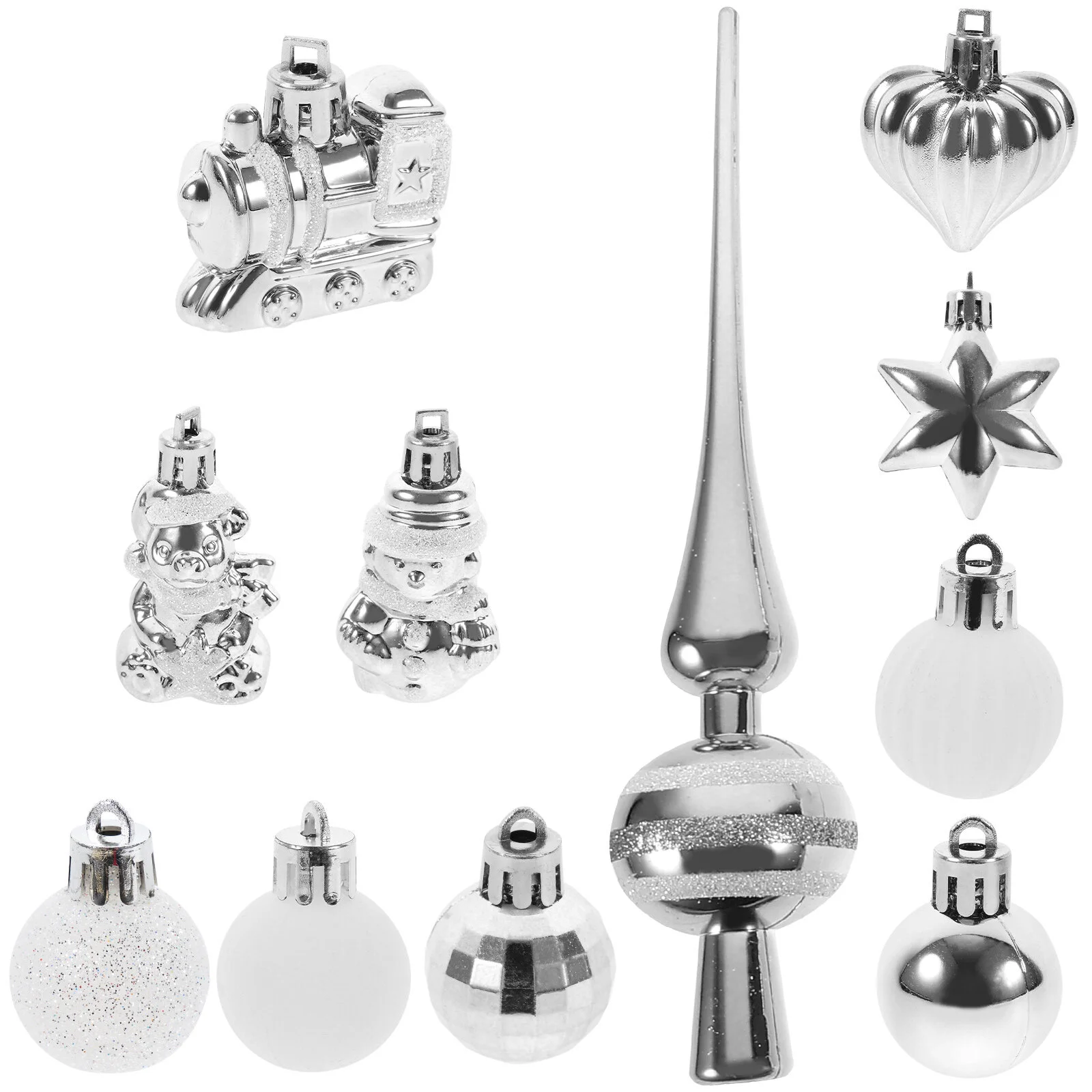 

Christmas Ornament Tree Decoration Xmas Balls Hanging 19X4X4CM Pendant Silver Plastic