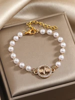 pulseira de corrente redonda feminina de pedra p%c3%a9rola bijuterias femininas bts for woman bracelets