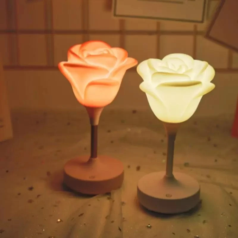 

Touch Night Light Bedroom Bedside Children Lamp Rose Atmospher USB Charging Table Lamp Girl Decoration Room Valentines Day Gift