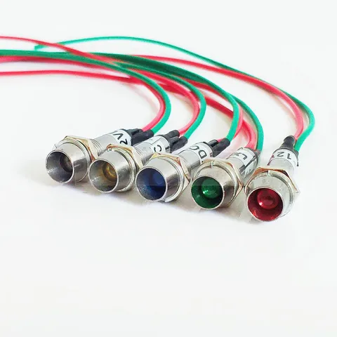 Светодиодные металлические индикаторы 8 мм со свинцовым проводом, сигнальная лампа, светодиодная индикация, мини-индикатор, светильник, водонепроницаемая сигнальная лампа