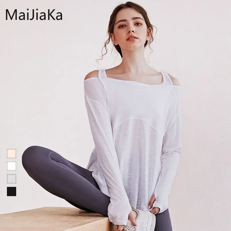 

Long Sleeve Yoga Shirts for Women Loose Sports Tee Crop Top Sports Top Women Sportswear Gym Fitness Wear Clothing Workout Female
