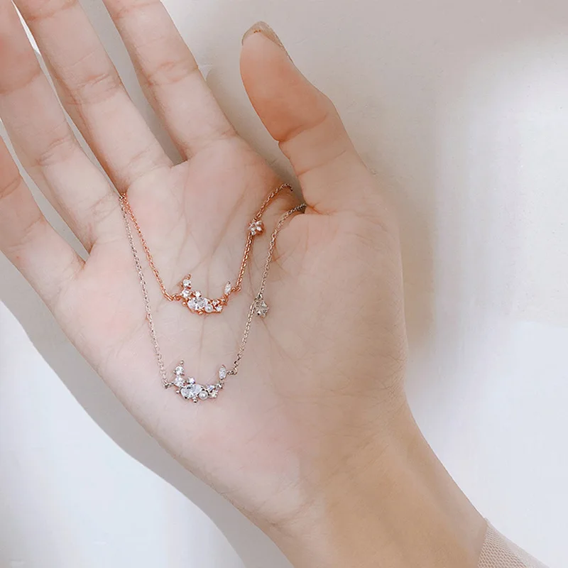 

New Arrival Sweet Moon Star Clear Zircon Link Bracelet Star Pendant Bracelet Fashion Jewelry For Girl Women Gift