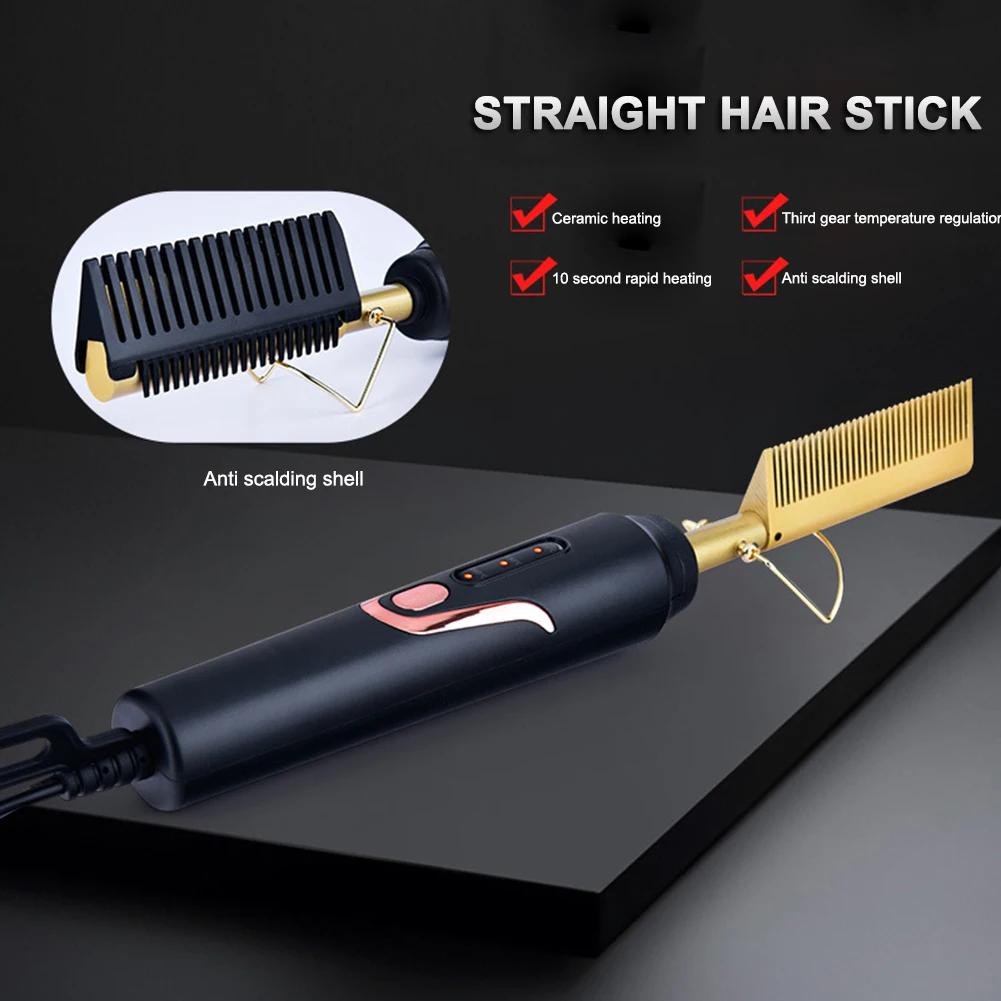 Heating Comb Straightener Electric Hot Comb Flat Iron Hair Straightening Brush Smoothing Iron Comb Hair Straightener Brush