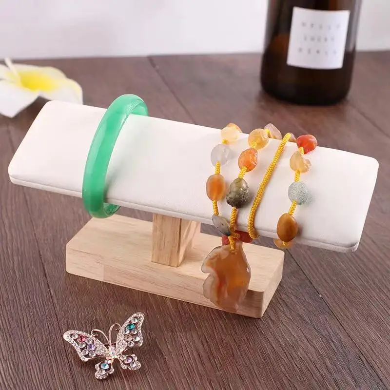 Natural Wood Bracelet Display Holder Stand Unique T-bar Bangle Organizers Jewelry Bracelet Exhibit Stand Jewelry Storage