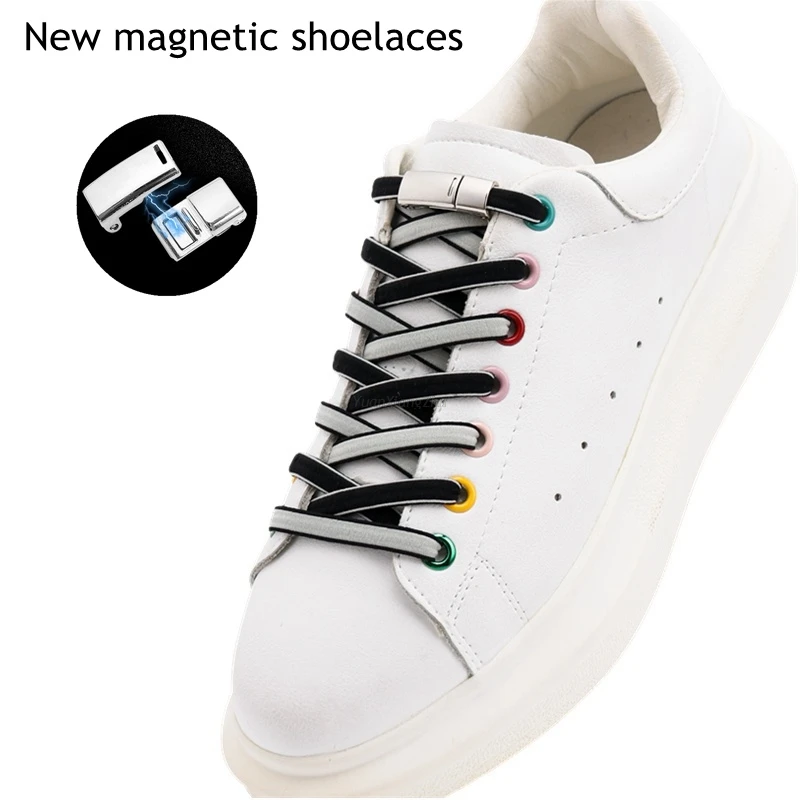 Двойные цветные эластичные шнурки, магнитный замок, без завязывания обуви,  стандартные шнурки для детей и взрослых, шнурки одного размера для любой  обуви | AliExpress