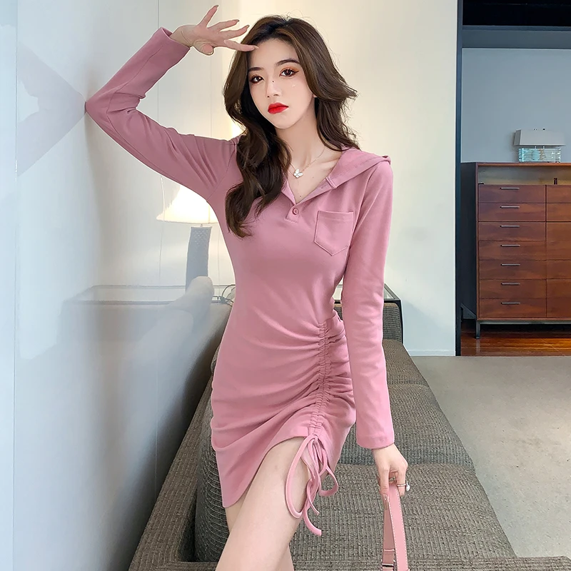 

New Hooded, Long-sleeve Knitted Women's Fashion Dress for Spring 2022