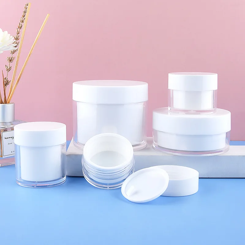 100Pcs/lot Double-layer Plastic PS Cosmetics Cream Jar Container Travel Sub Bottle Creamjars