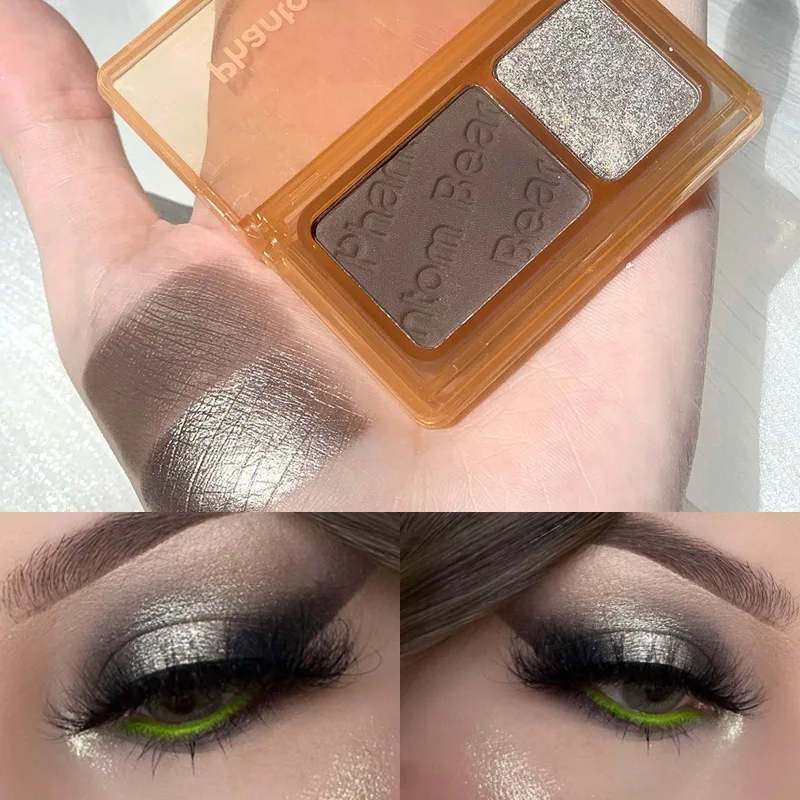 

Neon Nude Eyeshadow Palette Two-color Pearlescent Eyeshadow Shimmer Glitter Green Earth Color Eye Shadow Eye Makeup Cosmetics