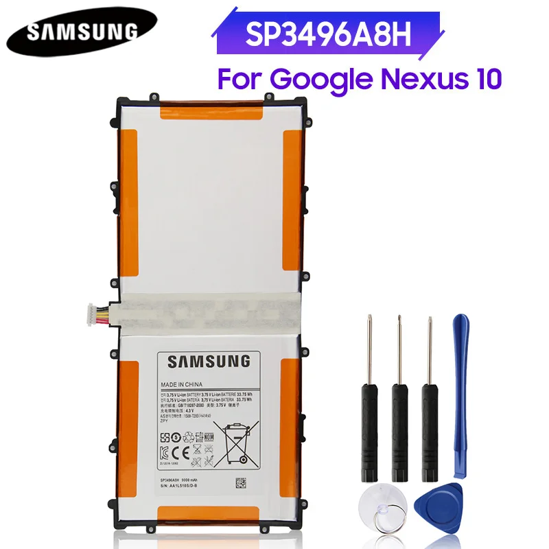 Оригинальный аккумулятор для планшета SP3496A8H(1S2P) для Samsung Google Nexus 10 GT-P8110 SP3496A8H HA32ARB 9000 мАч, аутентичный аккумулятор