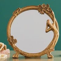 standing round cosmetic table decorative mirror bathroom vintage boho home room decor mirror makeup miroir mural vanity mirror