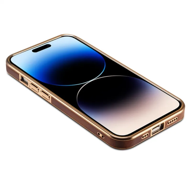 High End Business Retro Oil Wax First Layer Leather Turnkey Electroplating Case For iphone 14 13 12 Pro Max Plus New Products