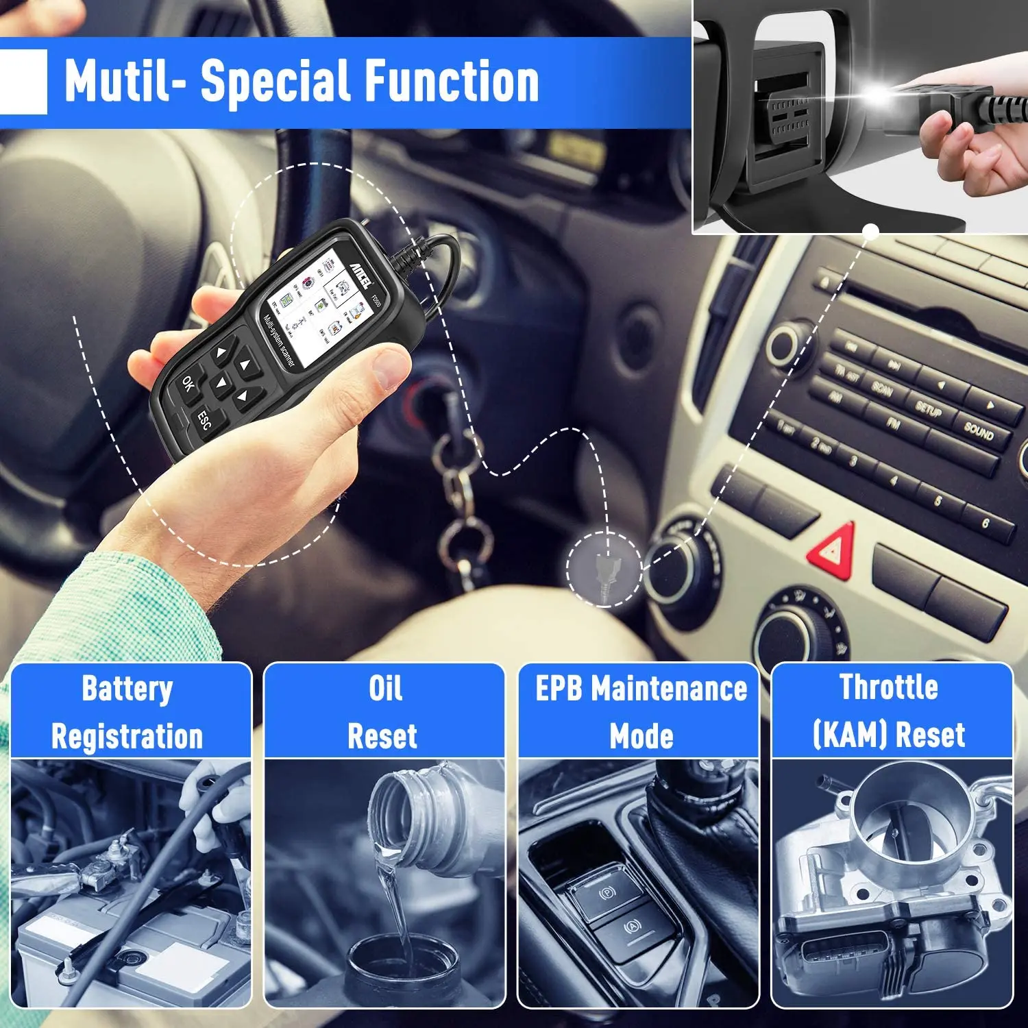 Диагностический сканер ANCEL FD500 OBD2 полный считыватель кодов системы OBD 2 с