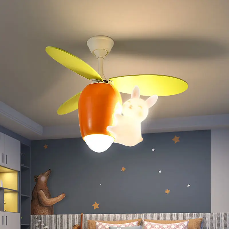 

Modern LED Ceiling Lamp Fan With light And Control 220v Bedroom Deco Home Silent Roof Electric Fans Chandelier Rabbit carrot
