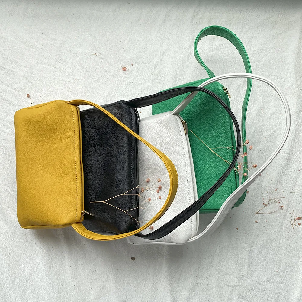 

2022 New Super Soft Leather Underarm Bag Small Bag Yellow Green White Designer Handbags