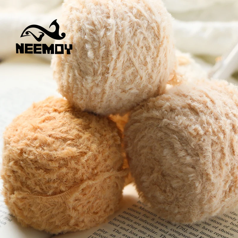 

NEEMOY-40g DIY Fluffy Plush Multicolor Hand-Woven Crochet Faux Fur Thread For Baby Warm Hat Scarf Sweater Soft Knitting Yarn