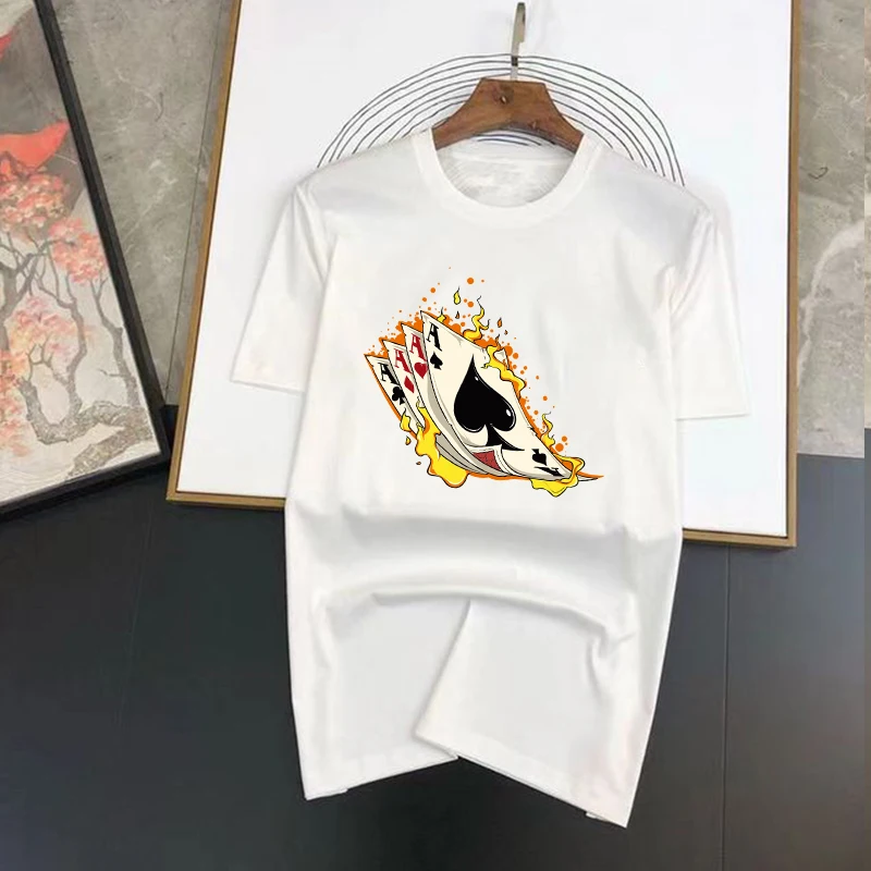 

2023 New Luxury Brand T-Shirts Summer Casual Clothes For Men 100% Cotton Casual Poker Printed T-Shirt Men Short SleeveDesign Tee