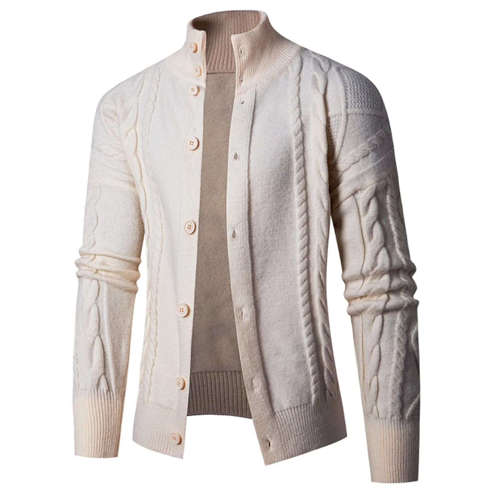 

Мужская модная повседневная однотонная Шерстяная трикотажная универсальная бейсбольная куртка с воротником-стойкой и длинным рукавом, спортивная одежда