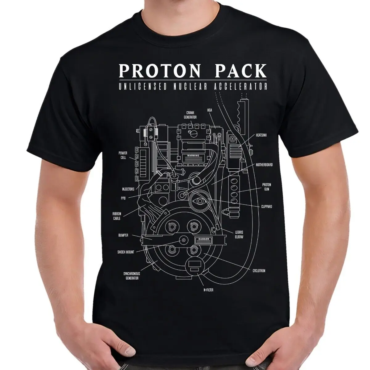 Белая футболка Proton Pack с схемой BlueprinT