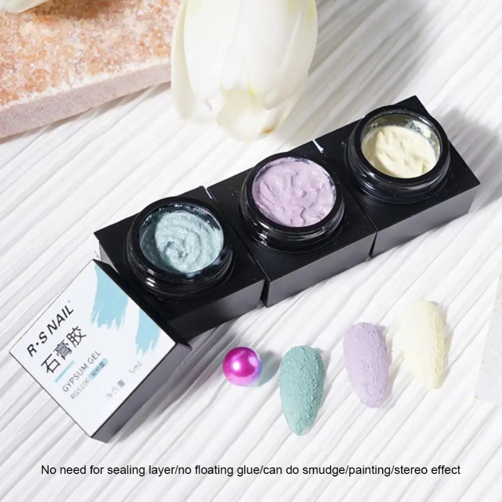 

Newest 3D Gypsum Gel Nail Polish Nail Art Plaster Effect Sand Texture No Need Top Coat Gel Polish UV Glue Nail Art TSLM1