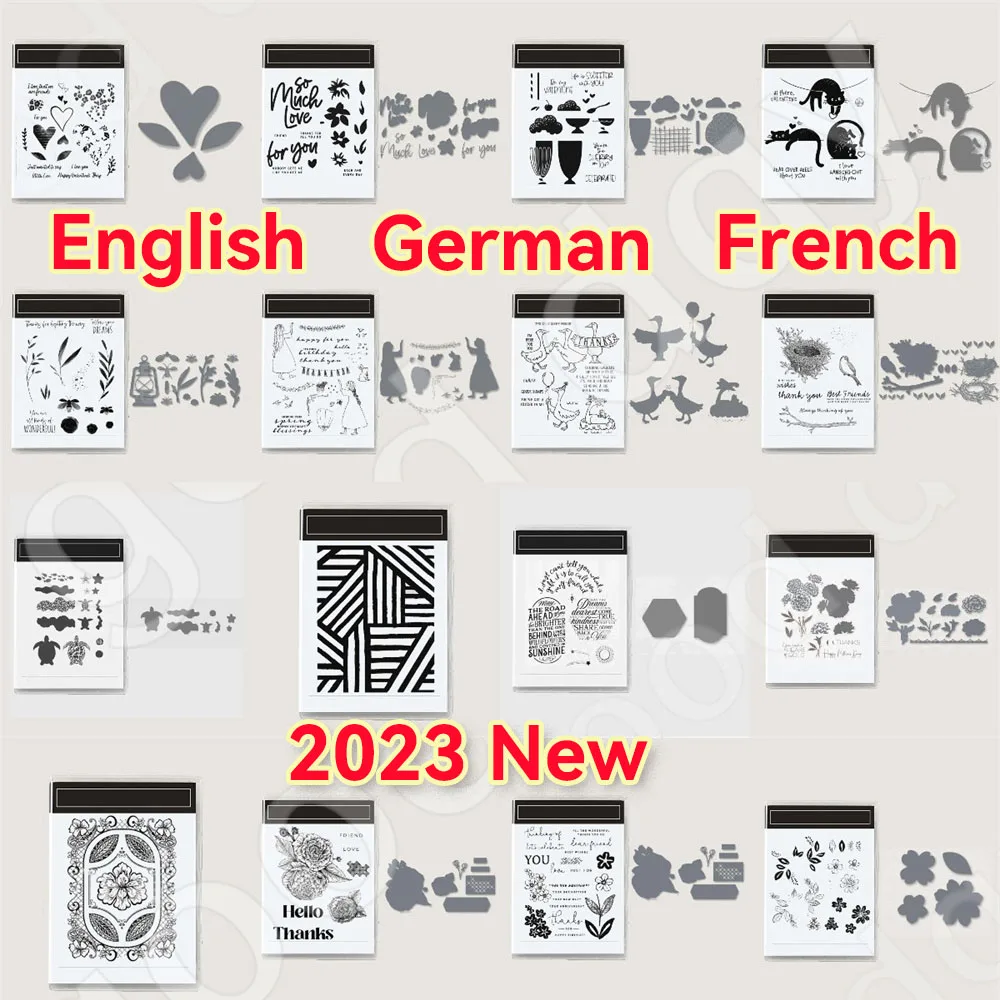 

Love Flower Cute Cat Cutting Dies and Stamps Scrapbook Diary Decoration Embossing Template DIY Greeting Card Handmade 2023 New