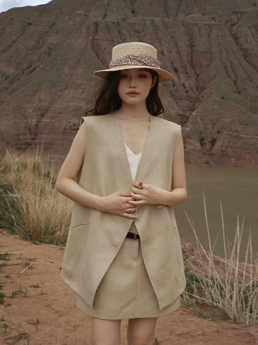 Neihe Nehe Design Sense Burrs женский профильный жилет с v-образным вырезом осень 2023 новая