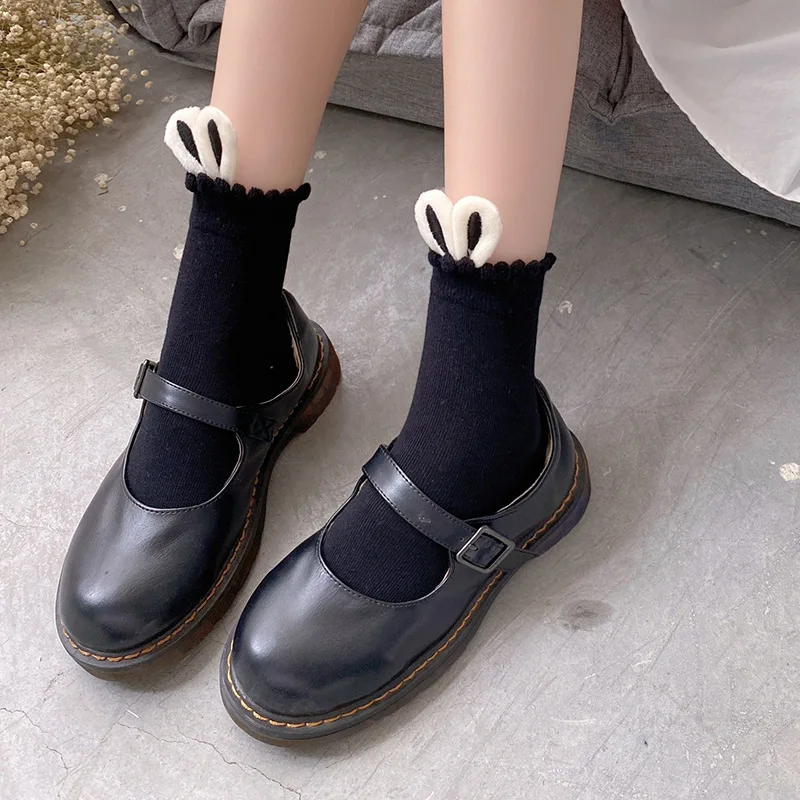 Japanese Korean Style Kawaii Lolita Socks Cute Rabbit Ear Sock Harajuku Cosplay Maid Tube Animal Ears Sock Casual Student Soxs