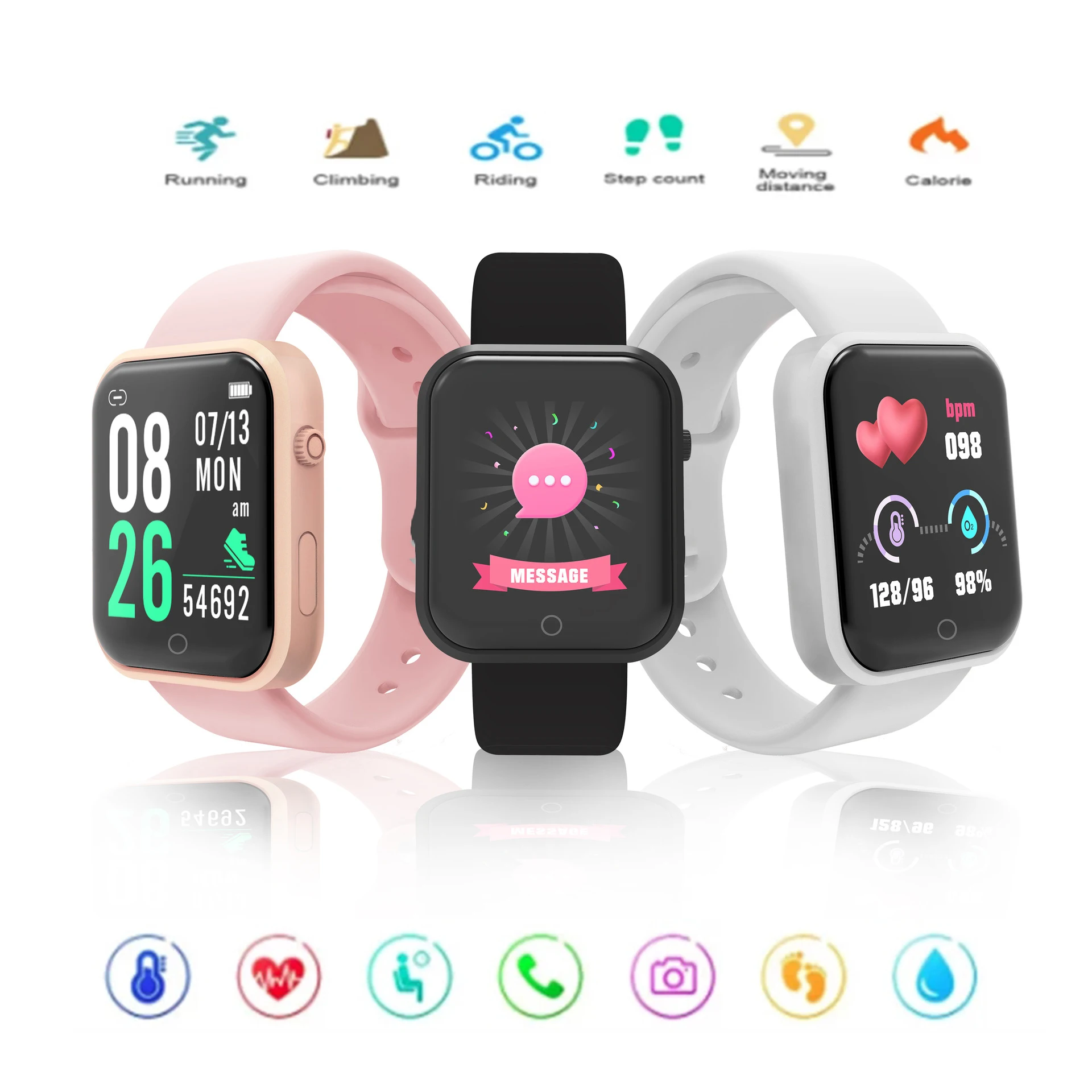

D20L Smartwatch Y88 Waterproof Smart Passometer Watch Pressure Heart Rate Men Women Bracelet Updated Y68 D20 Watch For Android