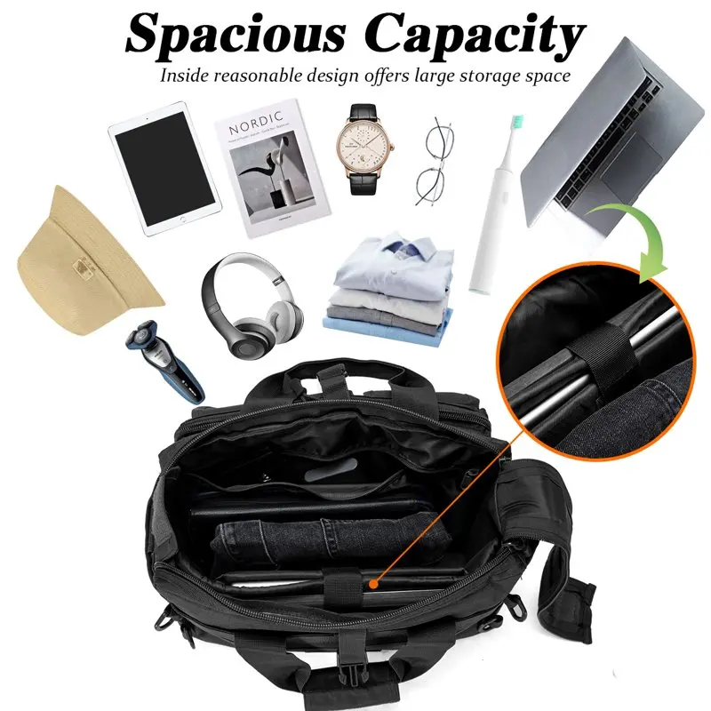 Exquisite Khaki 15.6 inch Tactical Laptop Bag for Men, Business Outdoor Oxford Handbag A4 Document Shoulder Messenger, Briefcase