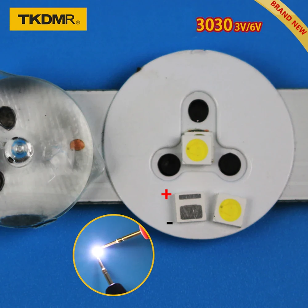 

100 шт. светодиодная подсветка телевизора 1,2 Вт ~ 1,8 Вт 3030 3 В 6 В комплект электроника светодиодный для ремонта ЖК-телевизора Ассорти комплект в упаковке Холодный белый