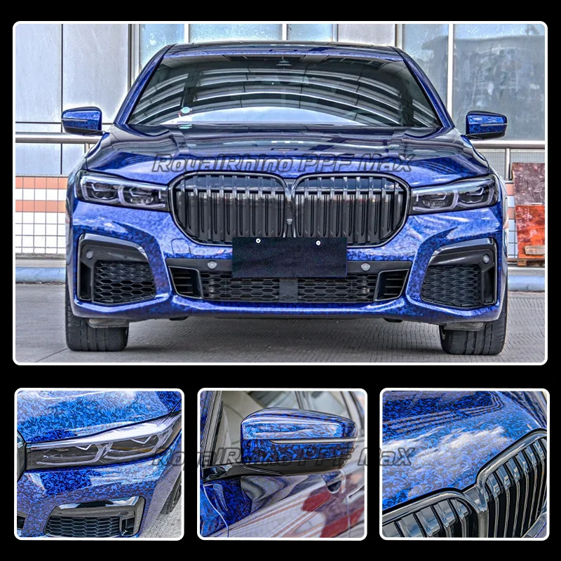 152/50/30 см x 18 м глянцевая кованая синяя пленка из углеродного волокна