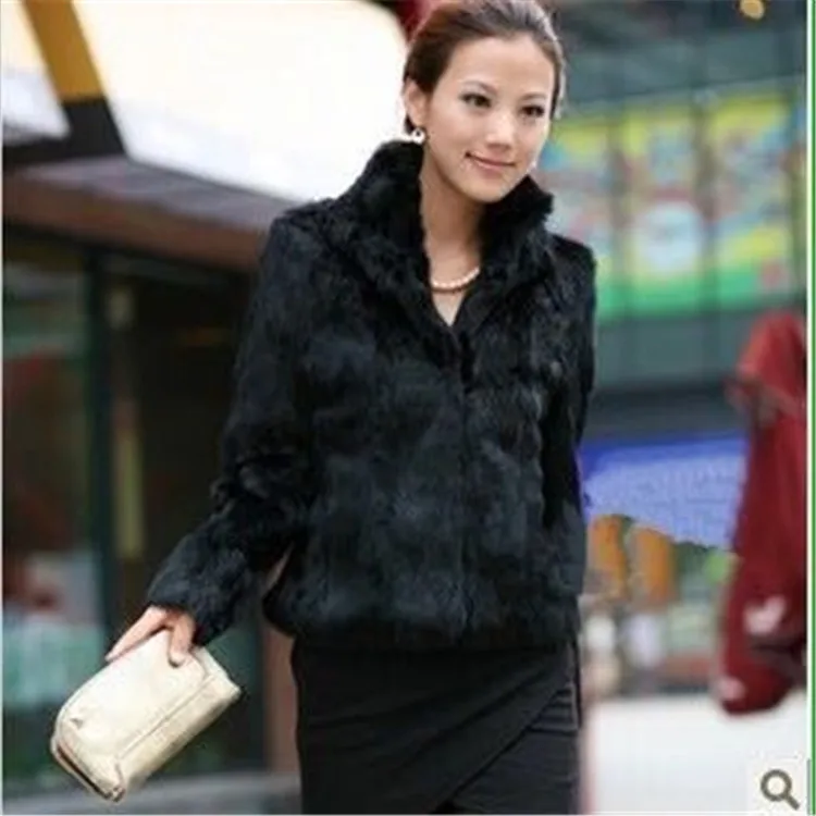 Autumn and winter women's rabbit hair occupy a short coat, wool faux fur, long sleeve coat, one for cash