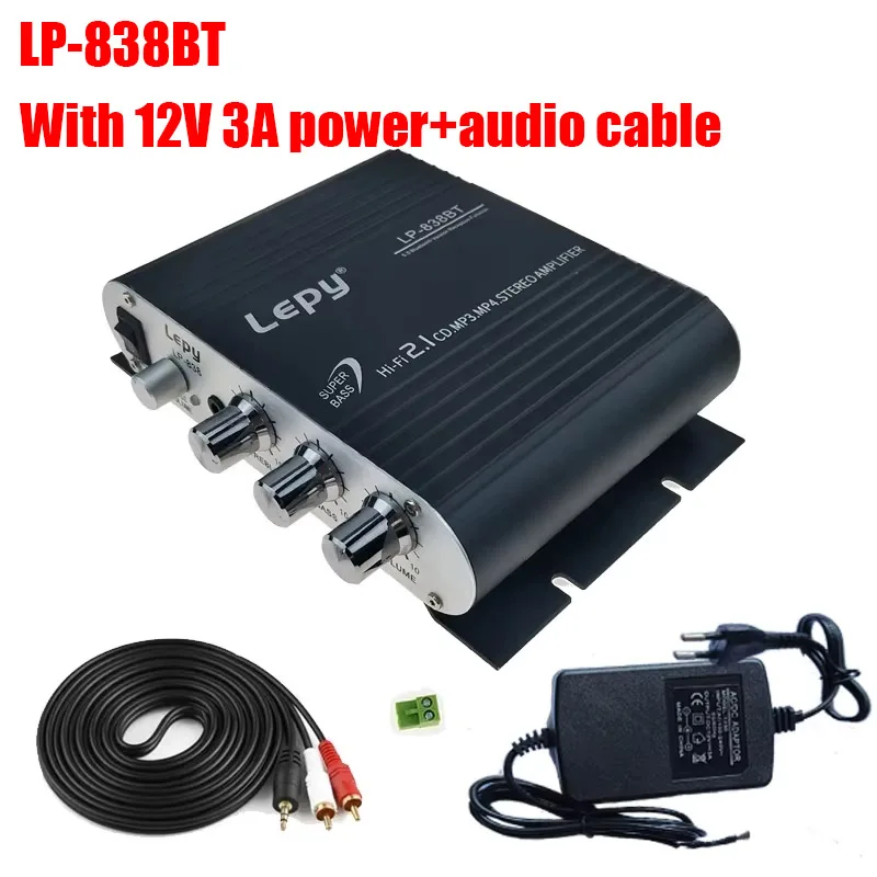 Lepy LP-838\838BT\838USB МИНИ-цифровой Hi-Fi автомобильный усилитель мощности 2,1-канальный цифровой сабвуфер стерео BASS аудиоплеер (art.: 3920cbea67803) - 3920cbea67803