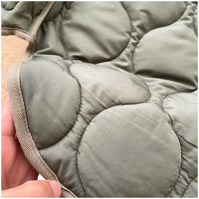 Армейский зеленый хлопок женские парки осень зима v-образный вырез карман с