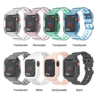 tpu strap for apple watch series 7 41mm 45mm integrated transparent iwatch strap breathable protective cover silicone band
