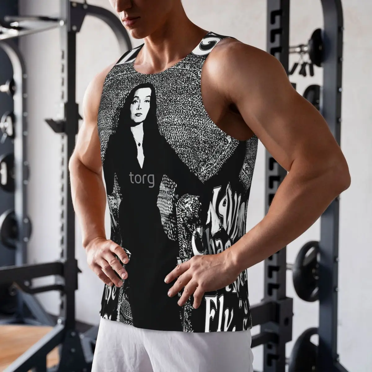 Фото Быстросохнущая рубашка без рукавов Morticia Addams Gym Tank Muscle, дышащий жилет для бодибилдинга №5