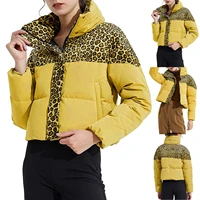 womens thickened overcoat leopard print winter lapel long sleeve cardigan jean jacket girls white womens insulated jacket