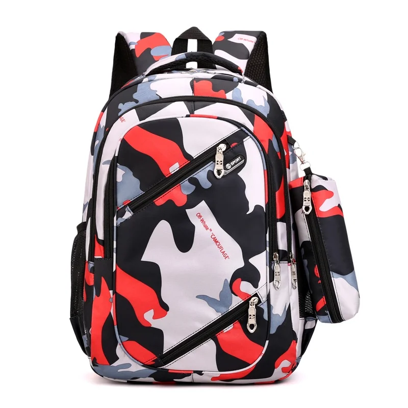 Boys Girls Cool Fashion Junior High School Students Bags with Pen Bag New Men Women Leisure Travel Computer Camouflage Backpacks