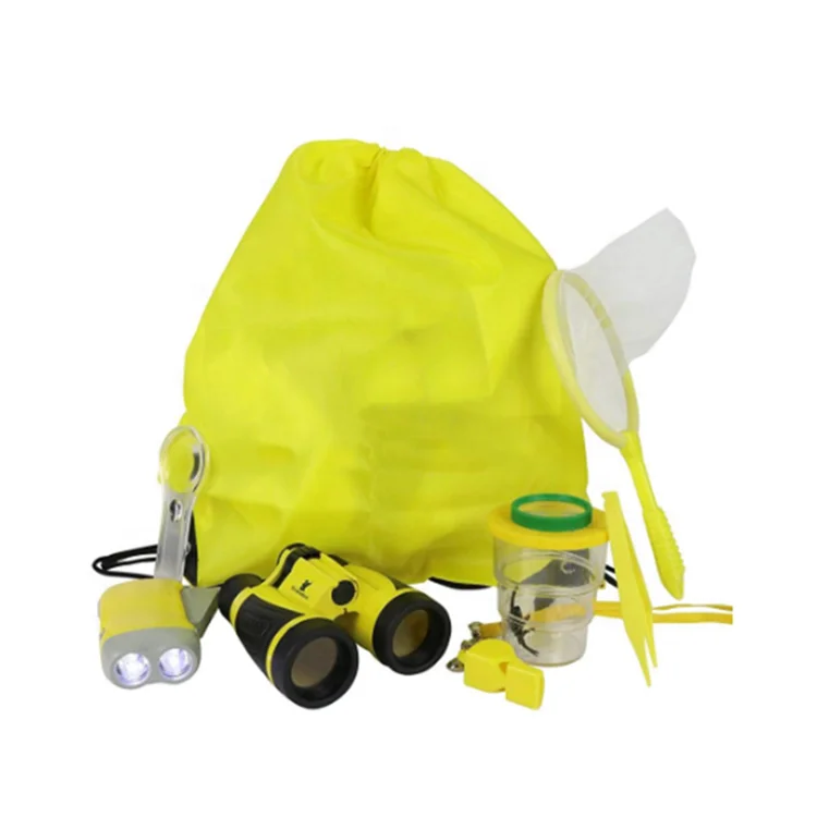 

Kids Outdoor Insect Net Whistle Flashlight Binoculars Magnifier All in One Nature Explorer Toys Kit
