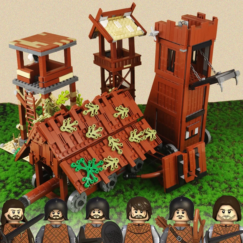 

MOC Military Rome Medieval War Guard Tower Building Blocks Crossbow Siege Vehicles Model WW2 Army Soldier Weapon Bricks DIY Toys