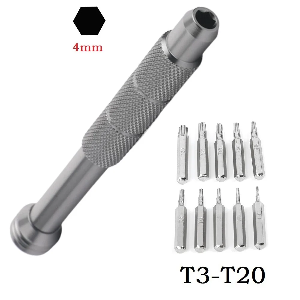 

11pcs Magnetic Screwdriver Handle Holder With 4mm Hex Trox Screwdriver Bits T3-T20 Set For 4mm Hexagon Bayonet Bit Hand Tools