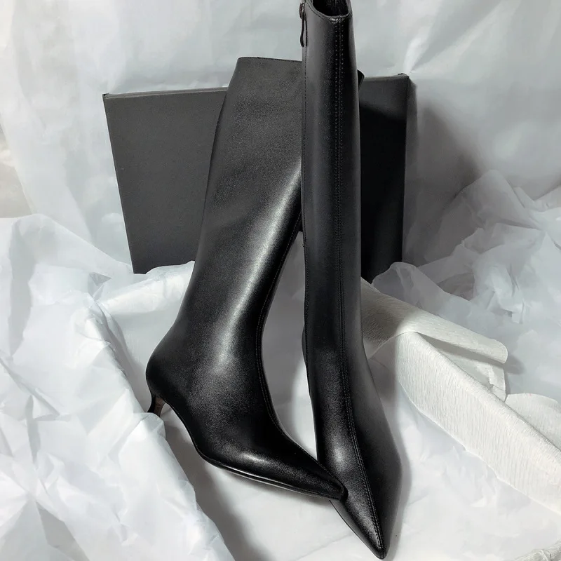 Сапоги до колена с острым носком Корейская версия высокие сапоги на тонком