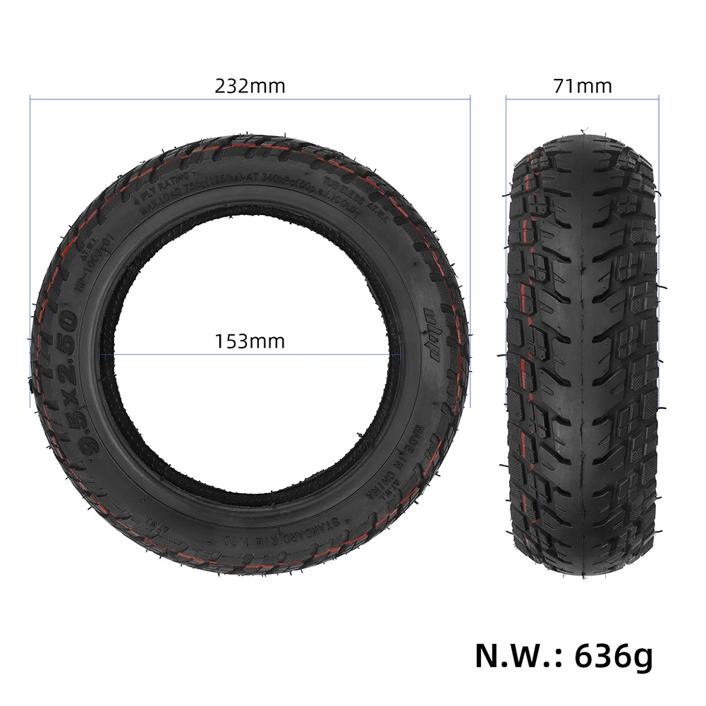 

9.5 Inch 9.5x2.50 Tubeless Off-Road Tyre For NIU KQI3 Electric Scooter Replacement Tire Wearproof Rubber Tires E-Scooter Parts