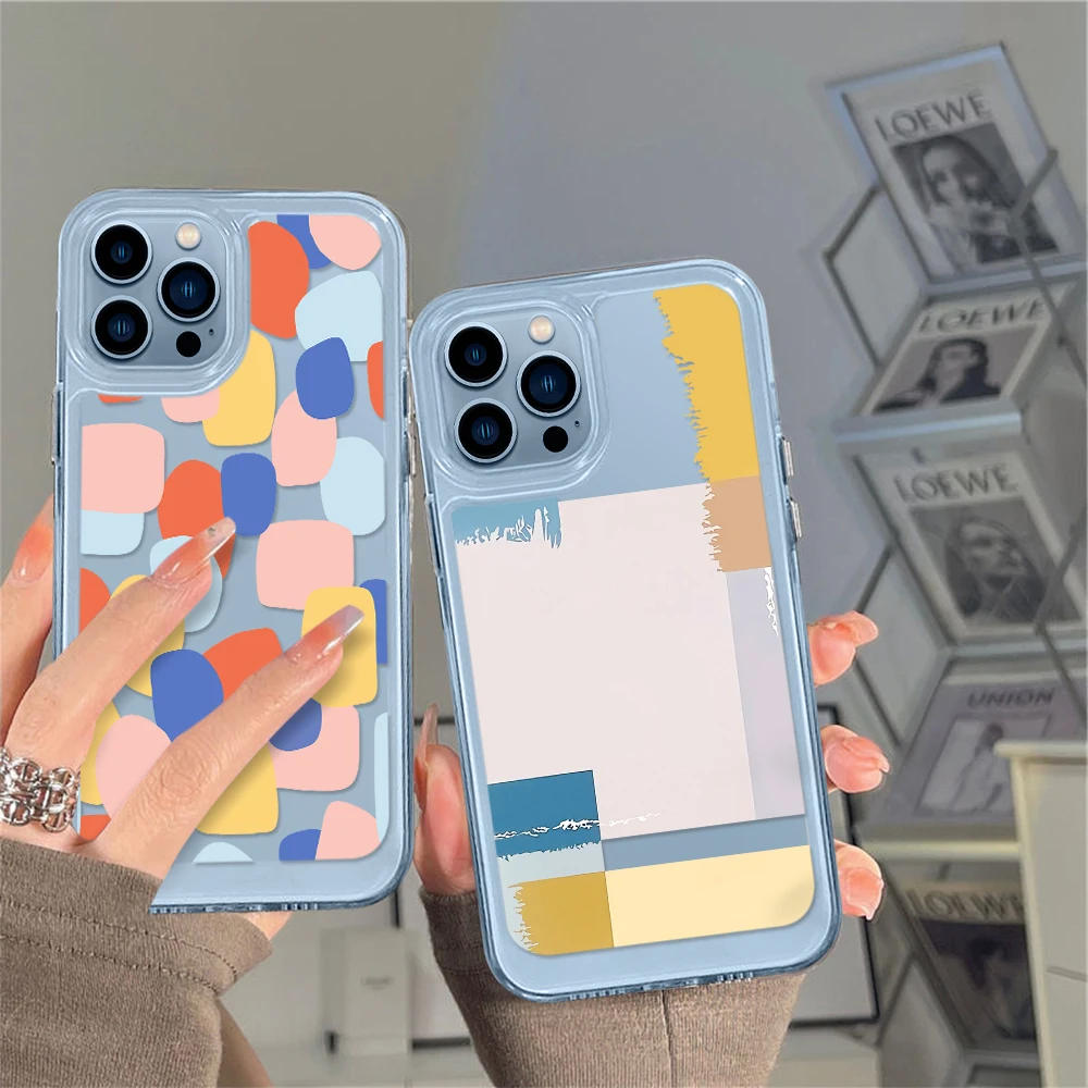 

Colorful Geometry Graffiti Clear Phone Case for iPhone 14 13 12 11 Pro Max Mini XS XR X Back Cover for iPhone14promax Capa Funda
