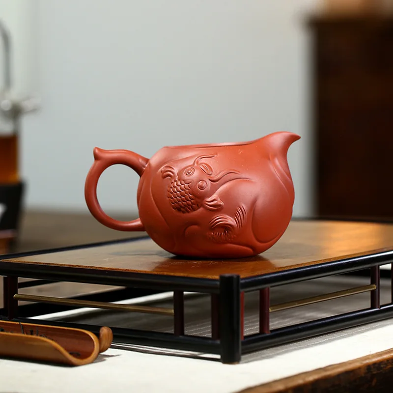 High Quality Yixing Purple Sand Teaware Tea Pitcher Household Brewing Pot Dahongpao Fish and