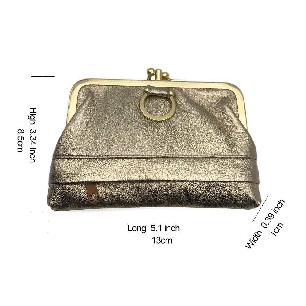 NICOLE & CO Women Genuine Leather Key Wallet Original New Mini Coin Purse Men Metal Hasp Sheepskin Card&ID Holder Bag Money Clip