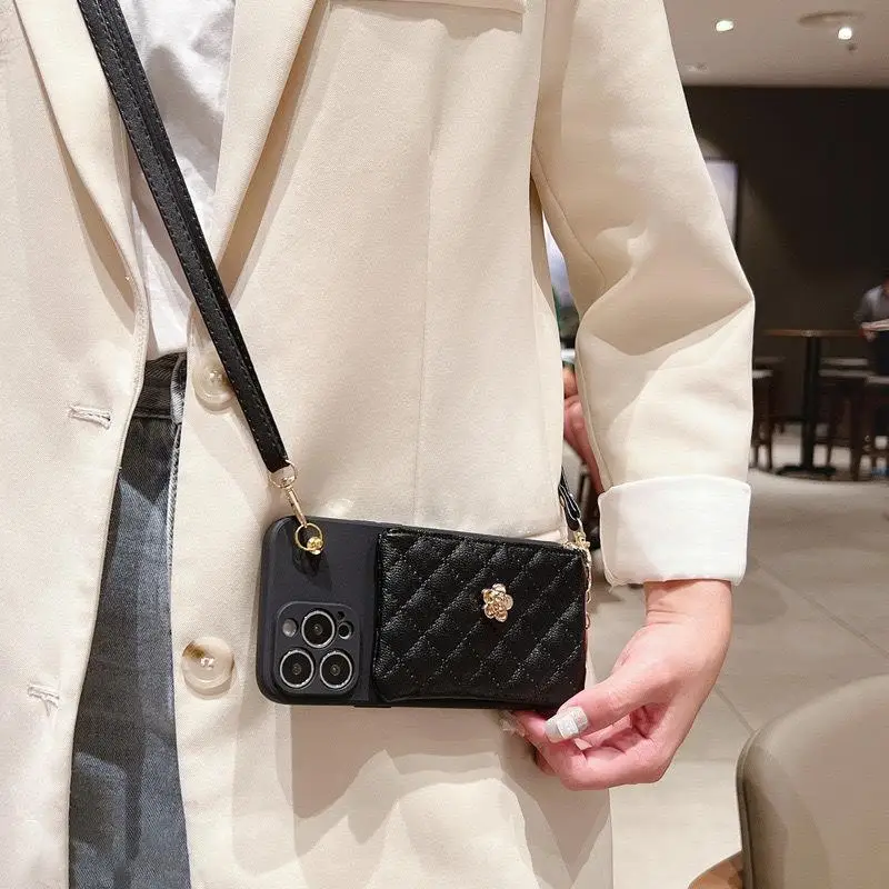 

Crossbody Lanyard Phone Cas for IPhone 13 12 Mini 14 Pro Max 11 XR XS X 7 8 Plus SE 2020 Shockproof Wallet Card Holder Cover