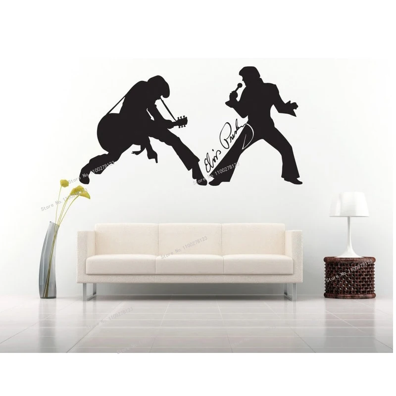 

Elvis Presley Настенная Наклейка Elvis The King Настенная Наклейка музыкальная комната виниловый Декор рок-н-ролл подростковый дом гостиная художественный Декор