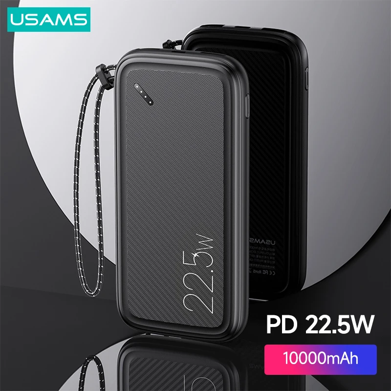 USAMS PD 22 5 Вт Быстрое зарядное устройство 10000 мАч QC3.0 FCP портативное с ремешком